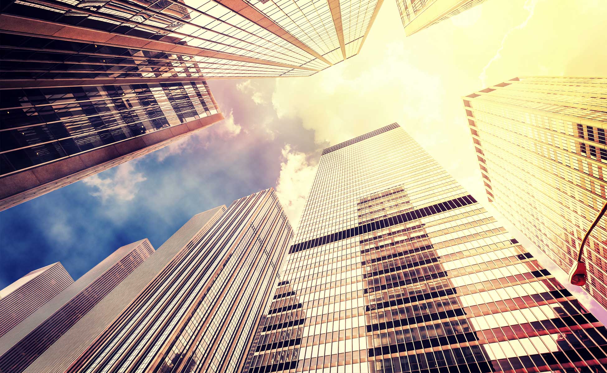 Business buildings against the sky